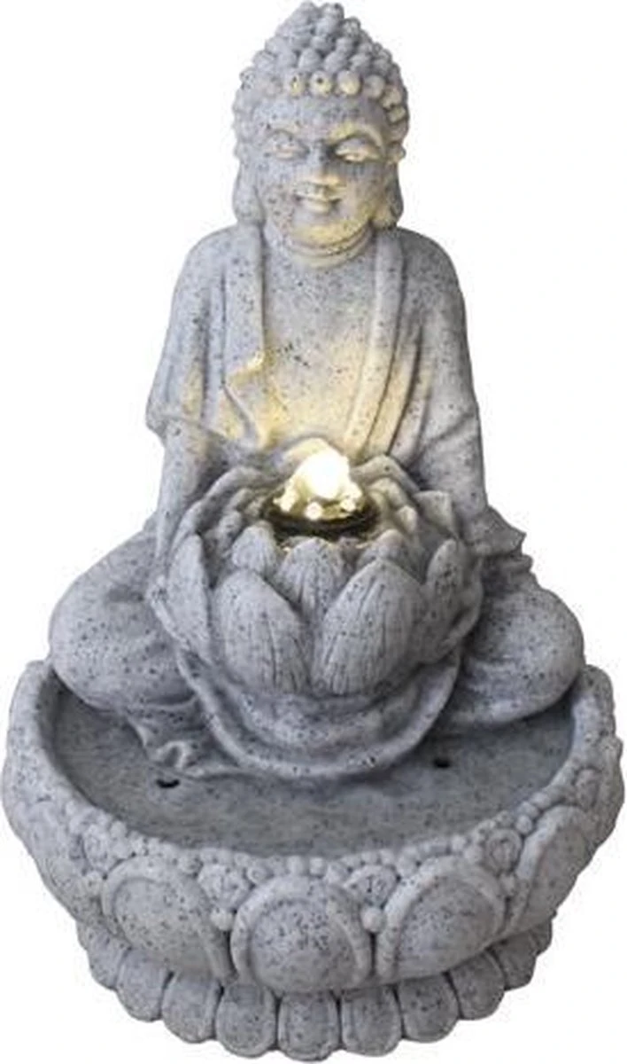 Fine Asianliving Sandstone Buddha On Lotus Fontain 21.5x31.2cm