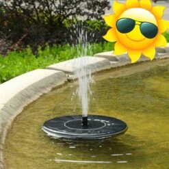 Fontein Op Zonne Energie - Solar Fontein Pomp - Vijver Fontein - Milieuvriendelijke Fontijn - Kleur Zwart