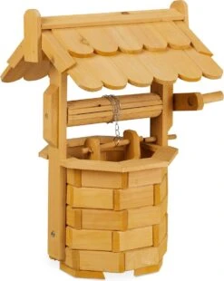 Relaxdays Waterput Tuin - Sierput Hout - Waterbron - Put - Tuinbron Met Emmer - Naturel